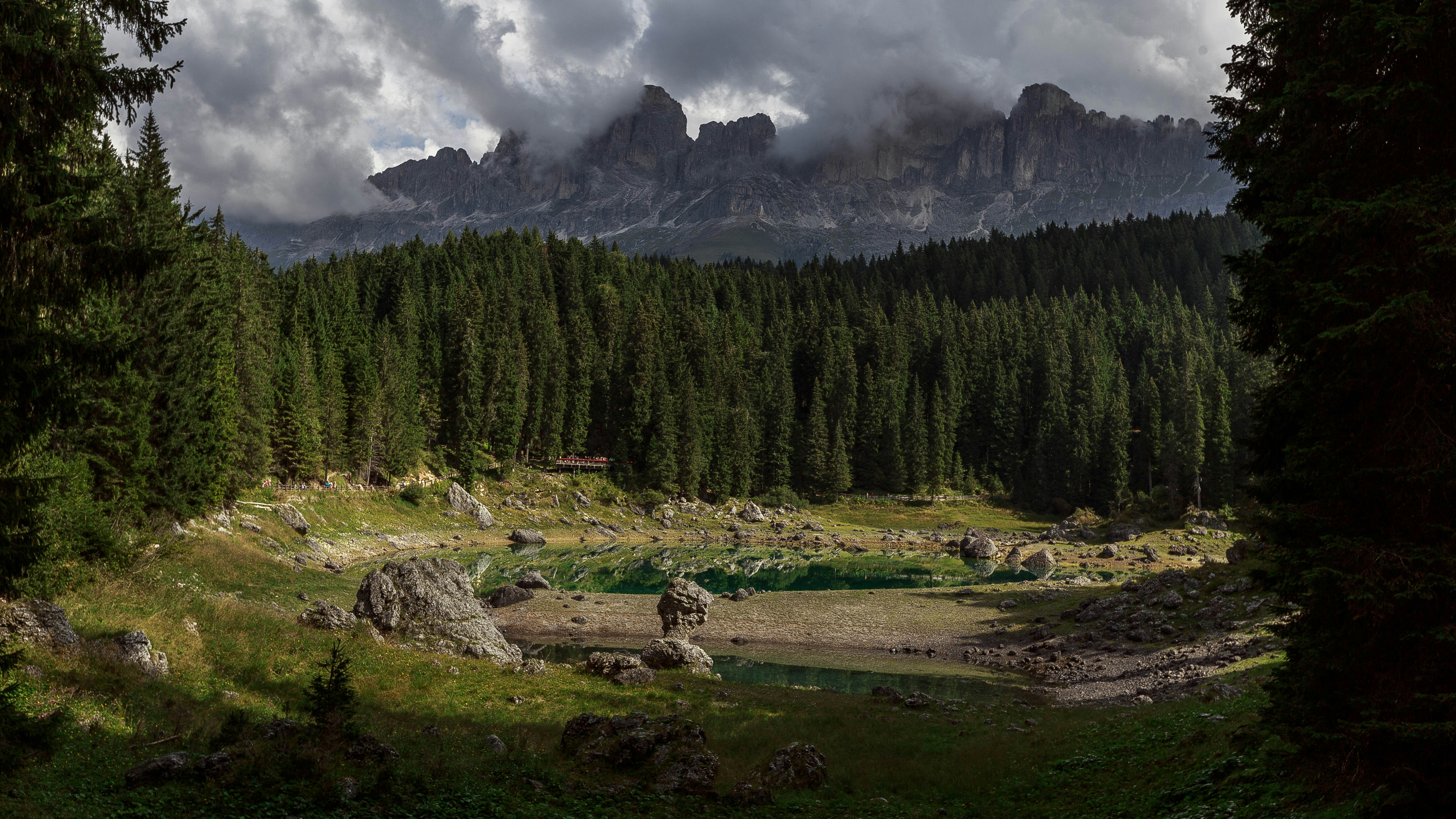 lake surrounded by forest landscape during daytime